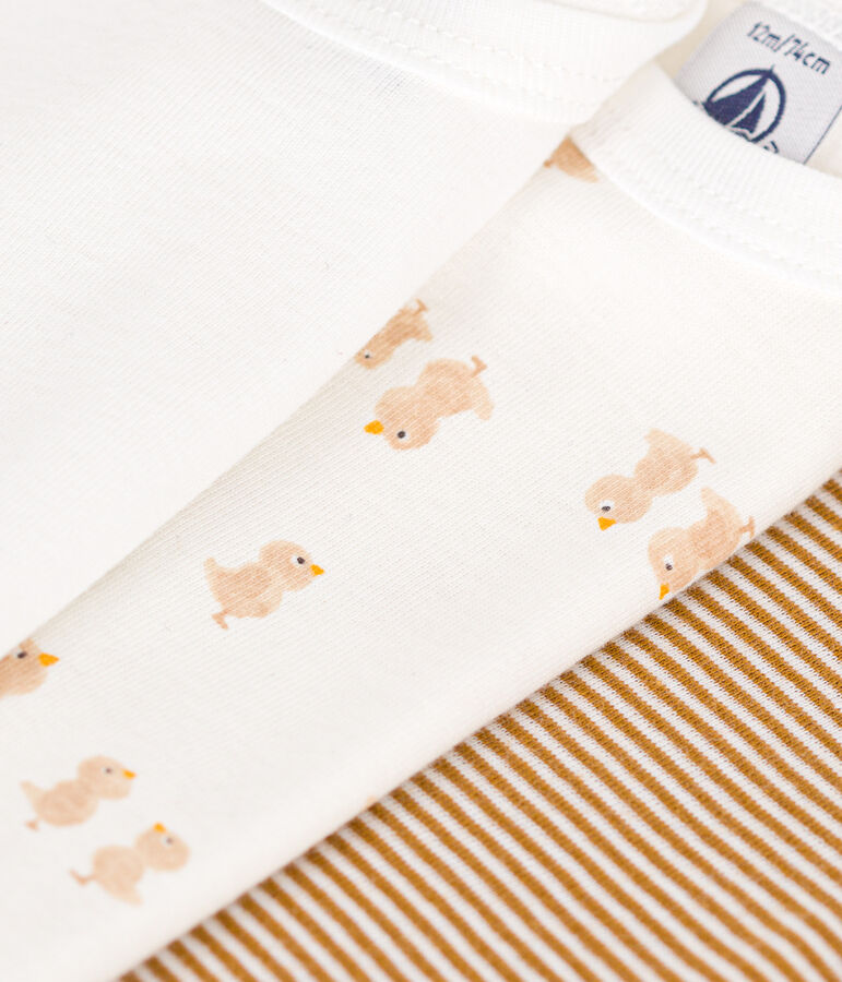 Lot de 3 bodies manches longues poussins en coton b&eacute;b&eacute; multicouleur