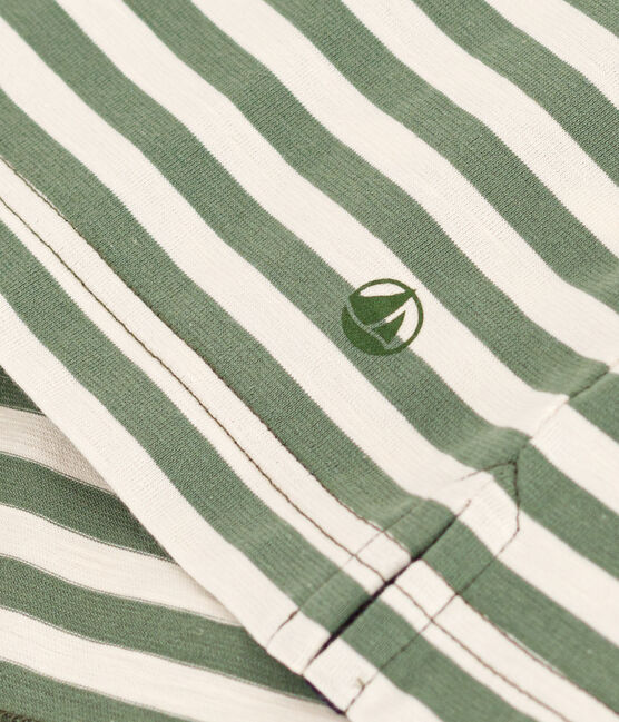 Tee-shirt le Boxy en coton rayé femme vert CROCO/ AVALANCHE
