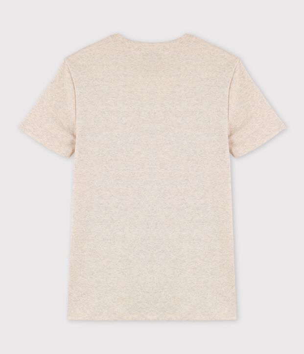T-shirt col rond  s&eacute;rigraphi&eacute; en coton Femme beige chin&eacute;