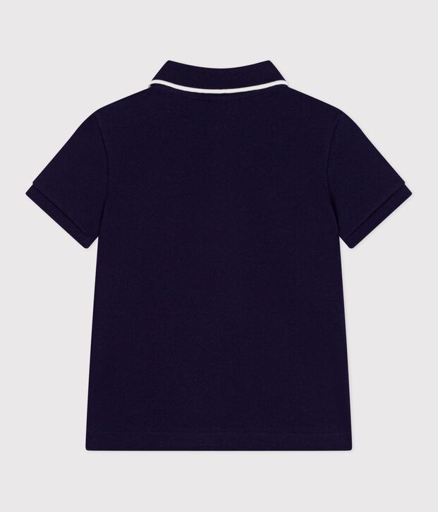 Polo enfant &agrave; manches courtes en coton bleu marine