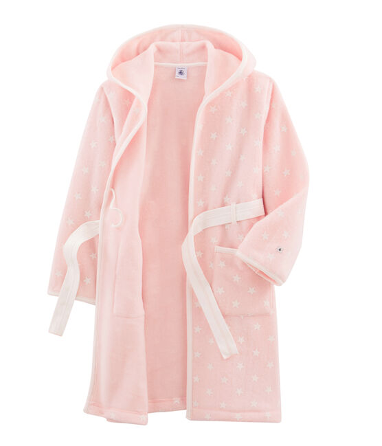 Robe de chambre enfant en polaire rose MINOIS/blanc MARSHMALLOW