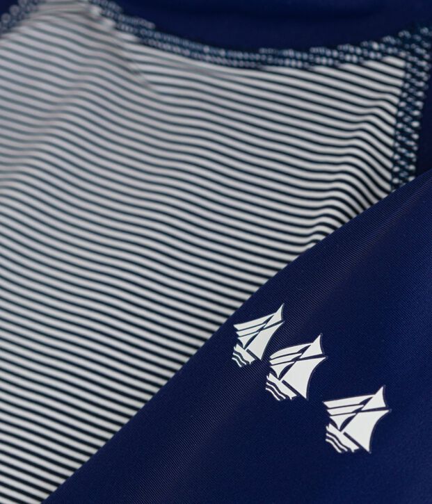 Teeshirt de bain anti uv enfant manche longue &agrave; rayures bleu/blanc