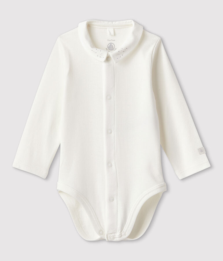 Body &agrave; col b&eacute;b&eacute; en coton biologique blanc MARSHMALLOW