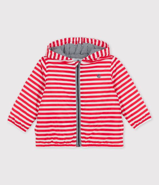 Coupe-vent chaud en polyester recyclé bébé rouge PEPS/blanc MARSHMALLOW
