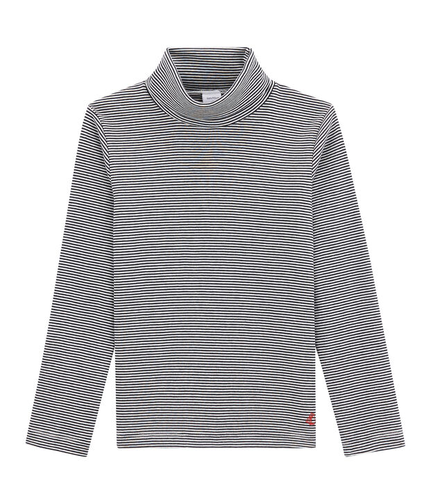 Sous pull col roul&eacute; enfant bleu/blanc