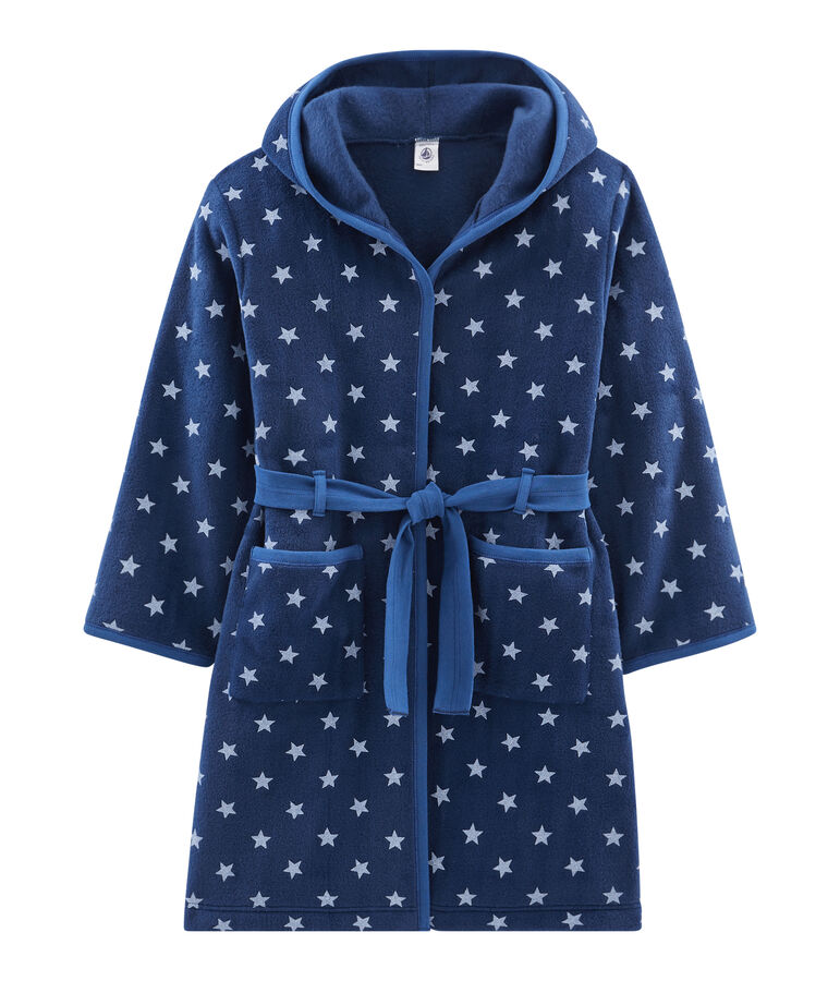 Robe De Chambre Garçon En Polaire épaisse - Taille 7 à 13 Ans - Bleu Marine Ou Gris - Col Châle, Poches, Ceinture - Chaud Et Confortable Pour L'hiver