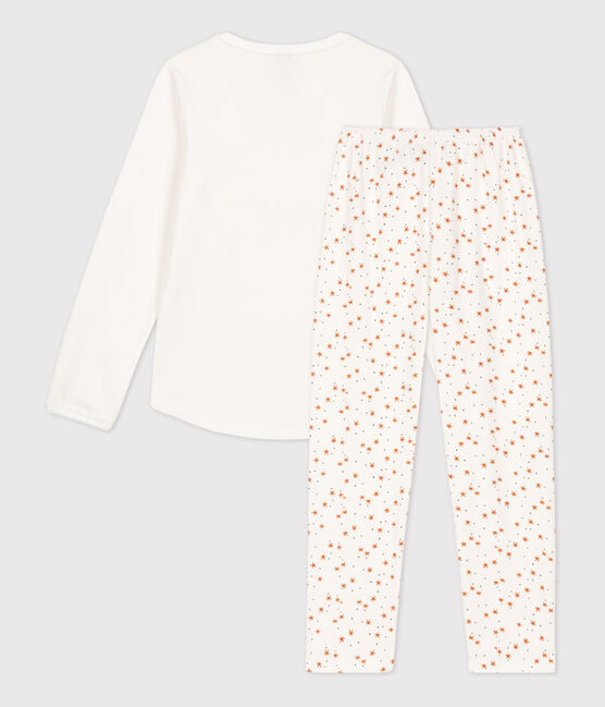 Pyjama petite fille en coton blanc MARSHMALLOW/blanc MULTICO