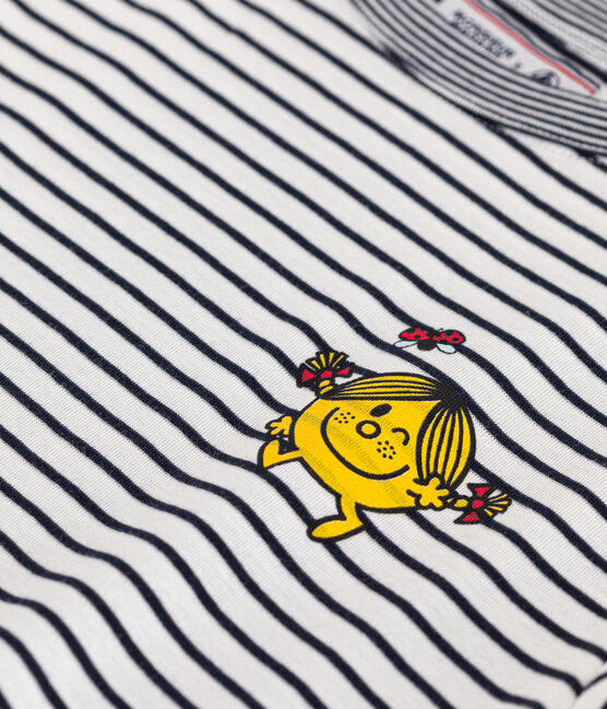 Tee-shirt L'Iconique Monsieur Madame en coton femme blanc MARSHMALLOW/bleu SMOKING