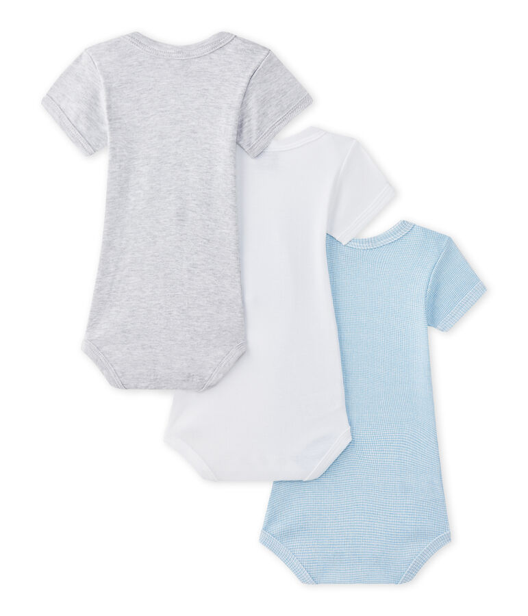 Lot de 3 bodies b&eacute;b&eacute; gar&ccedil;on manches courtes blanc