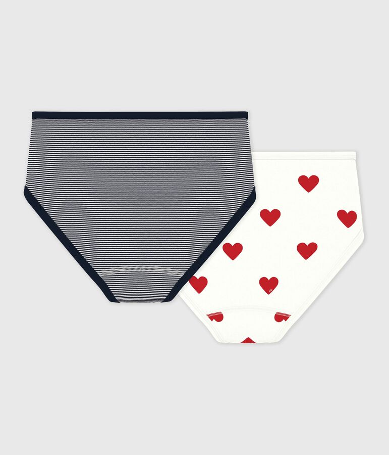 Lot de 2 culottes taille haute c&oelig;ur et rayure en coton femme Variante 1 PACK