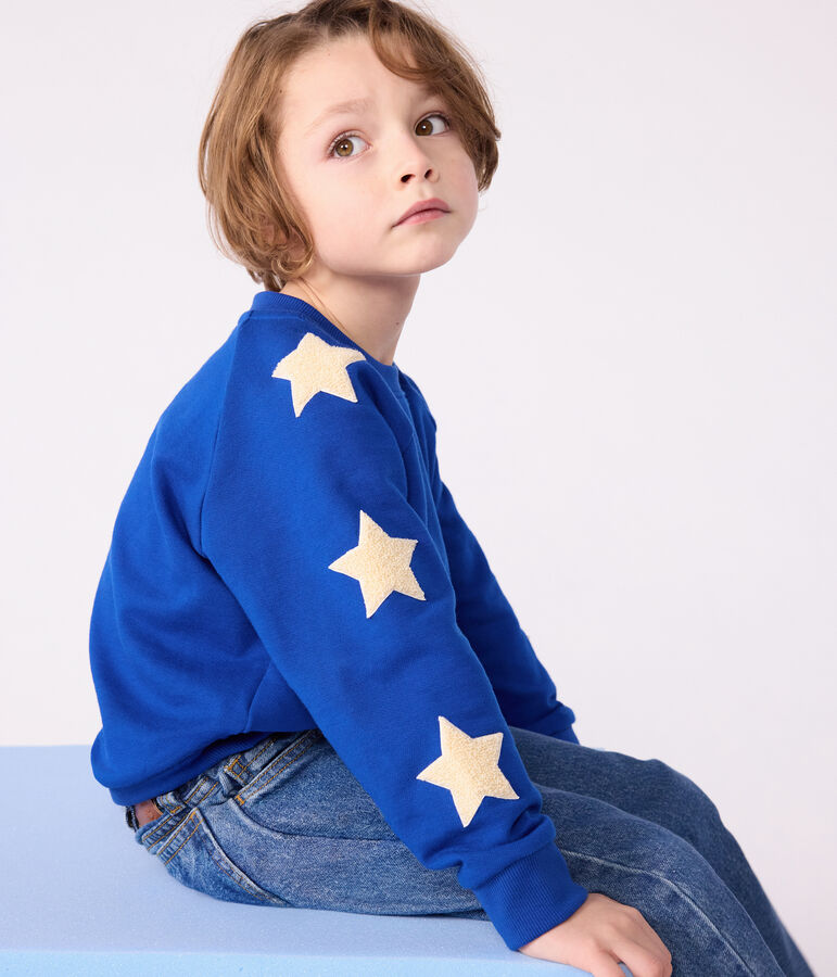 Sweatshirt enfant en coton uni bleu OLYMPIC