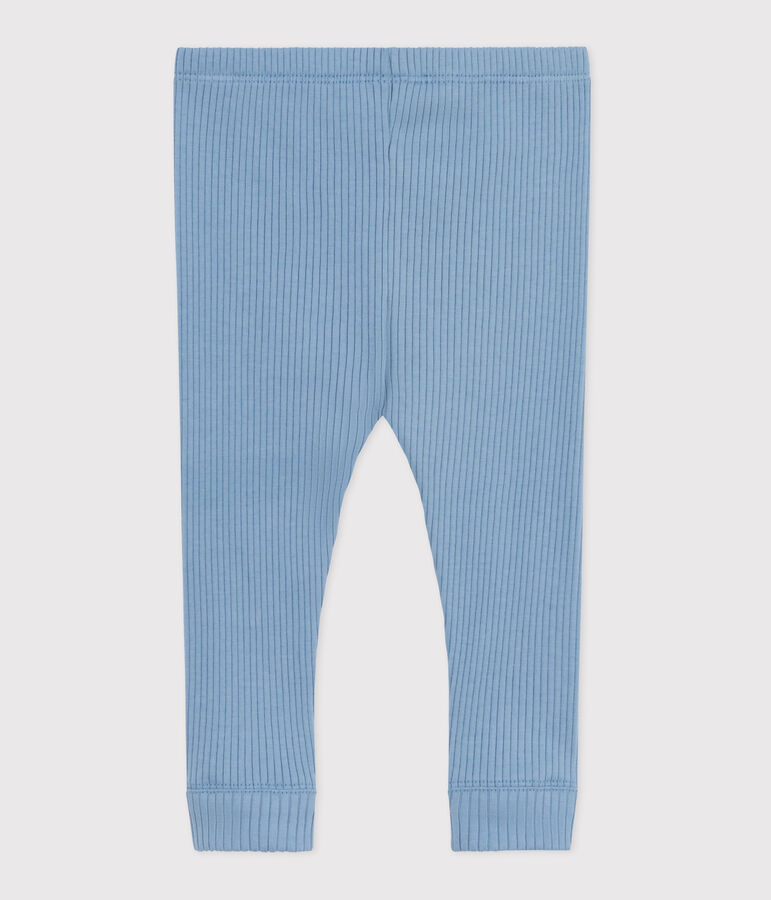Legging b&eacute;b&eacute; en coton uni bleu ADRIATIC