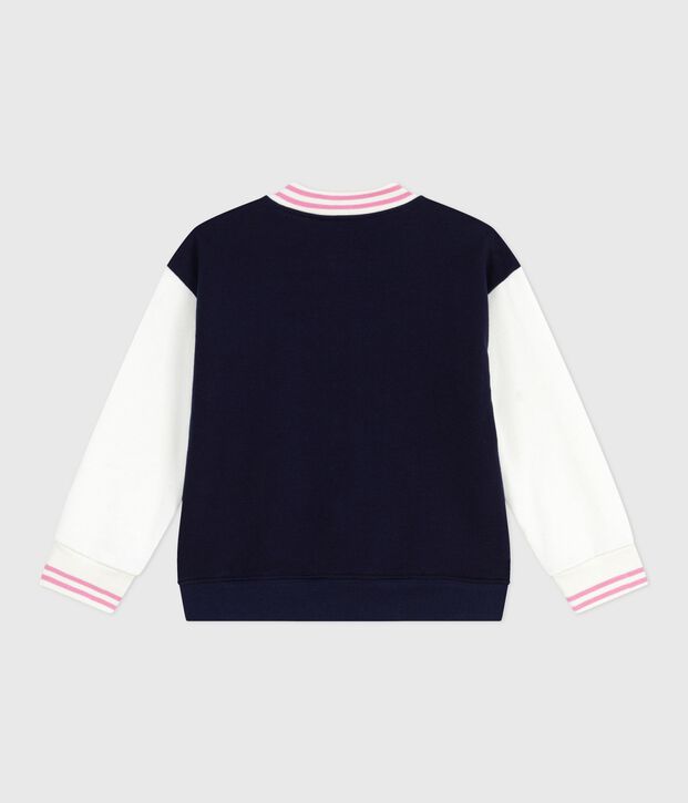 Veste teddy enfant en coton uni bleu marine