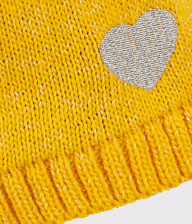 Bonnet enfant fille jaune/gris
