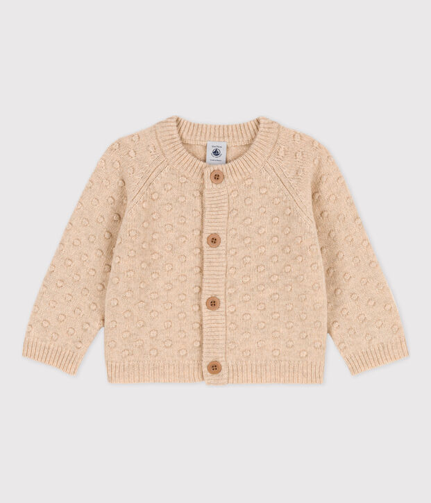 Cardigan b&eacute;b&eacute; en tricot en laine &eacute;cru