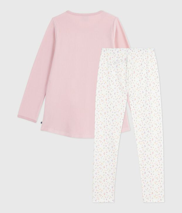 Chemise de nuit et legging enfant en velours rose/multicouleur
