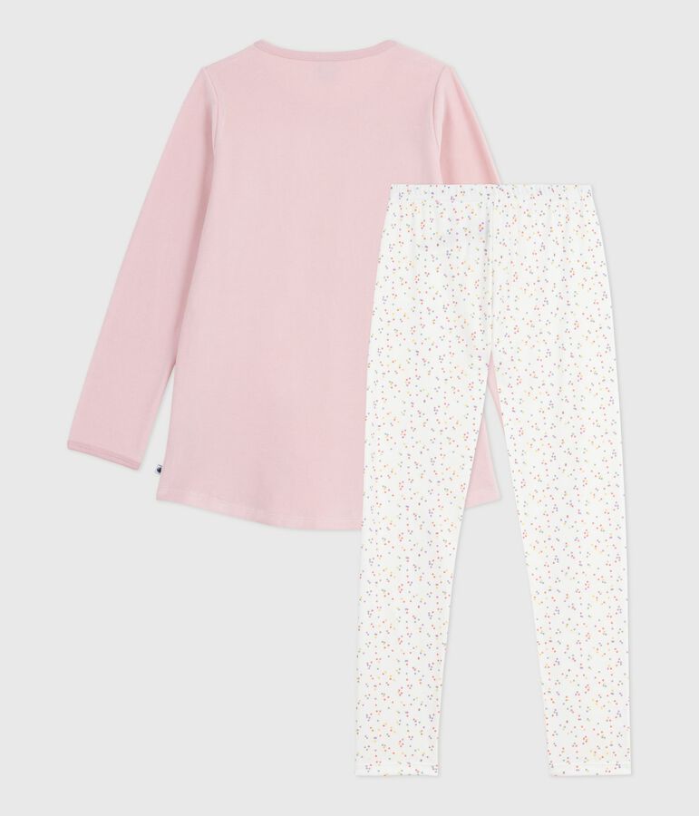 Chemise de nuit et legging enfant en velours rose JOLI/blanc MULTICO