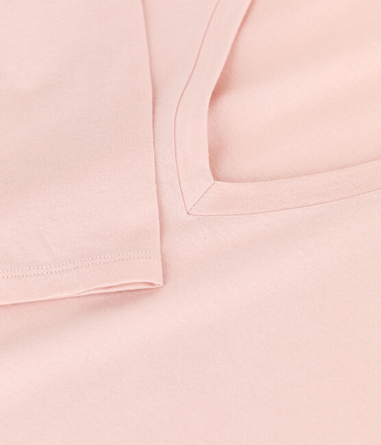 Tee-shirt LE DROIT col V en coton Femme rose SALINE