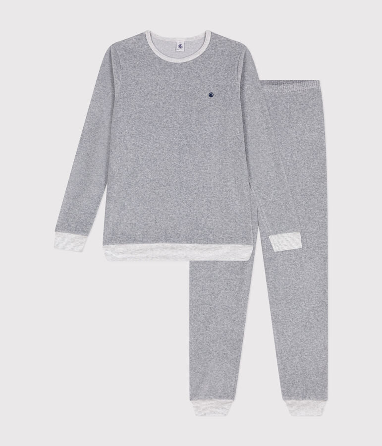 Pyjama uni en velours junior CALCE = FUMEE CHINE