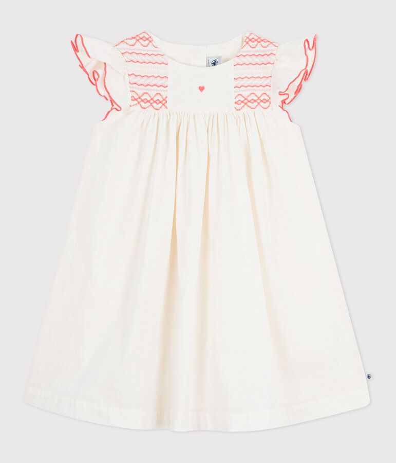 Robe enfant manches courtes en coton blanc