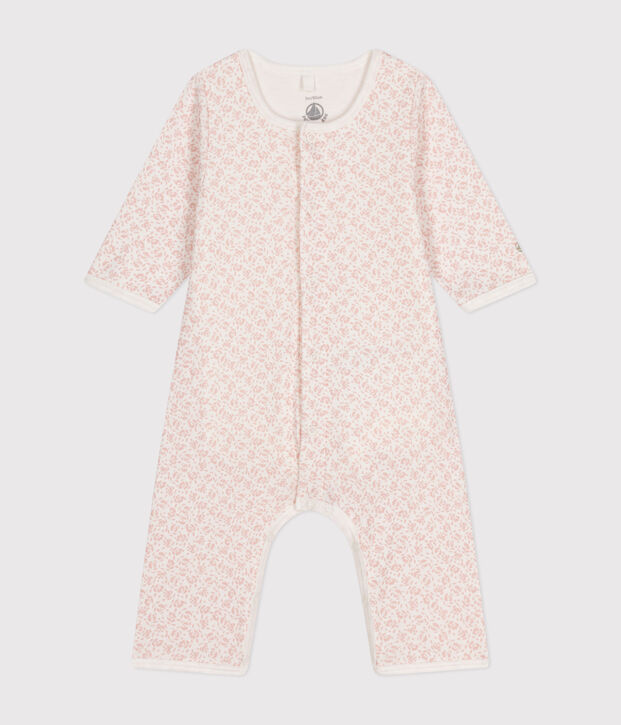 Bodyjama sans pieds en coton blanc/rose