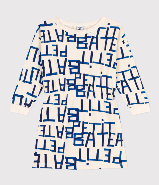 Robe manches longues en molleton brossé imprimé enfant fille blanc AVALANCHE/ MULTICO