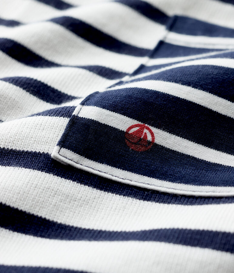 Combinaison longue en jersey b&eacute;b&eacute; fille/gar&ccedil;on blanc MARSHMALLOW/bleu SMOKING