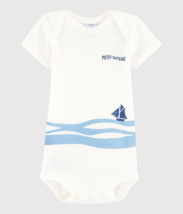 Body manches courtes b&eacute;b&eacute; fille-gar&ccedil;on blanc/bleu