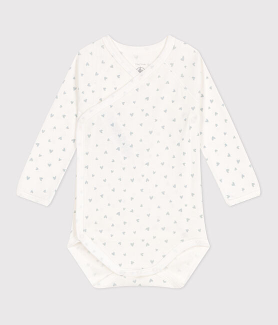 Body croisés manches longues en coton bébé bleu MARSHMALLOW/blanc GOMME
