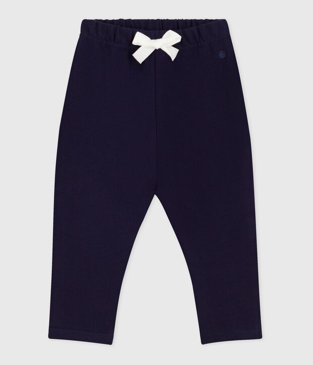 Pantalon b&eacute;b&eacute; en coton uni bleu marine