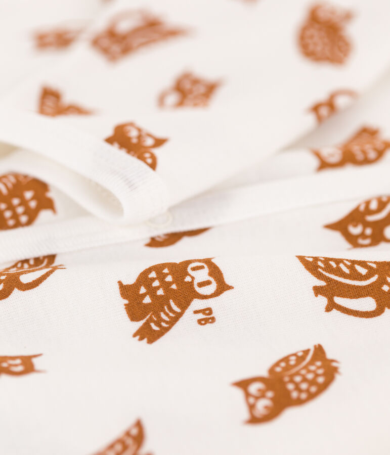 Dors-bien sans pieds hiboux b&eacute;b&eacute; en coton blanc/marron