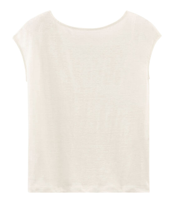 Tee-shirt manches courtes femme en lin blanc MARSHMALLOW