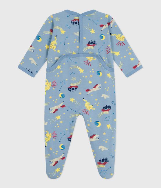 Pyjama bébé en molleton gratté ouverture au dos imprimé ADRIATIC/ MARSHMALLOW