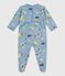 Pyjama bébé en molleton gratté ouverture au dos imprimé ADRIATIC/ MARSHMALLOW