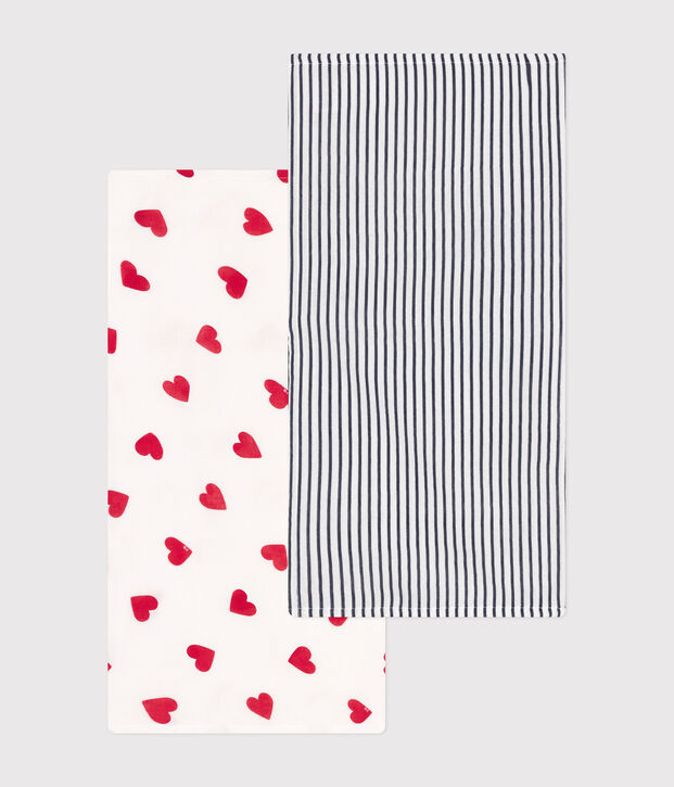 LOT DE 2 LANGES BEBE EN GAZE DE COTON multicouleur