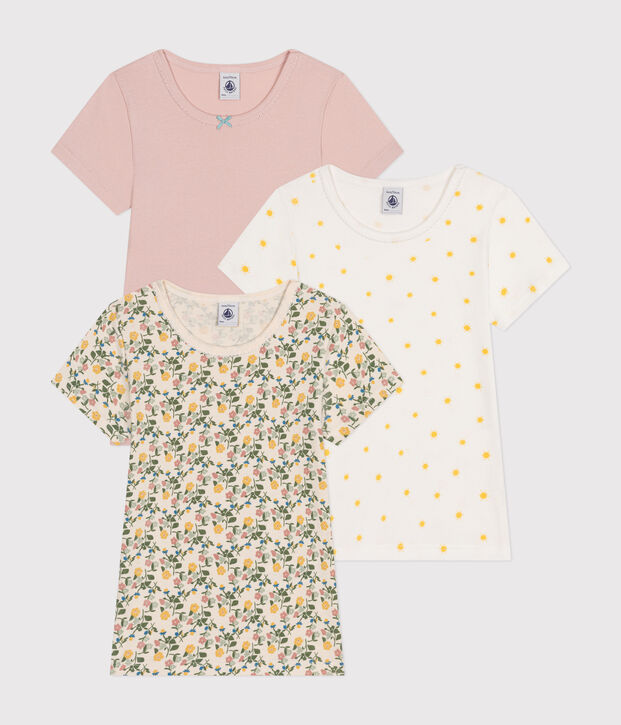 Lot de 3 tee-shirts &agrave; manches courtes en coton enfant multicouleur