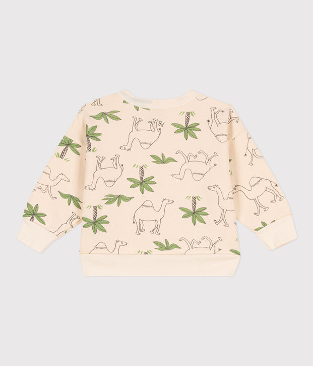 Sweatshirt b&eacute;b&eacute; en molleton imprim&eacute; &eacute;cru/multicouleur