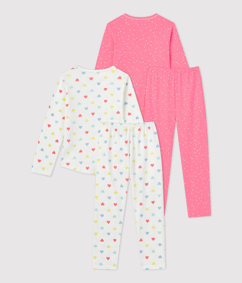 Lot de 2 pyjamas imprim&eacute;s c&oelig;urs et &eacute;toiles petite fille en coton multicouleur