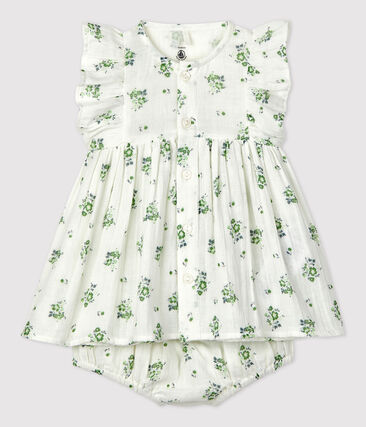 PETIT BATEAU - Robe avec bloomer imprimé fleuri en gaze de coton bio bébé