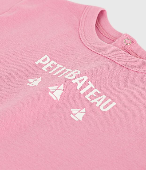 Tee-shirt b&eacute;b&eacute; en coton &agrave; manches courtes, motif chat rose