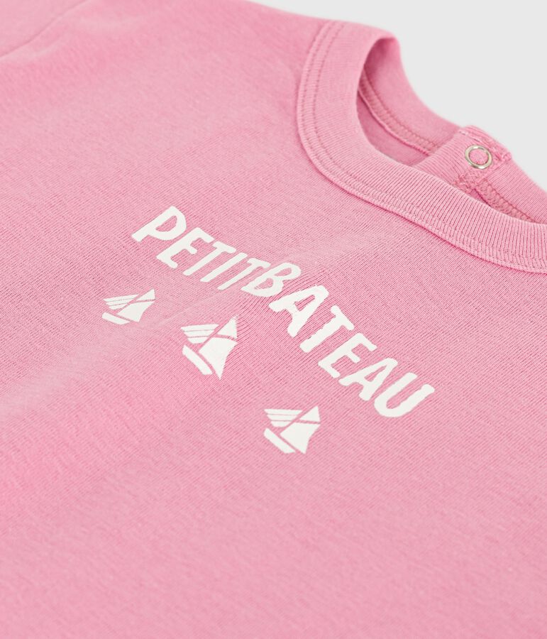 Tee-shirt b&eacute;b&eacute; en coton &agrave; manches courtes, motif chat rose BOUDOIR