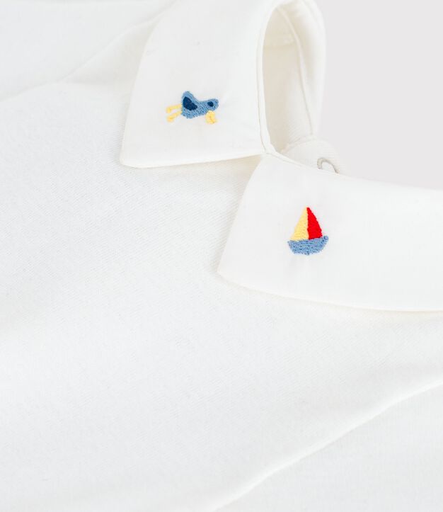 Body b&eacute;b&eacute; en coton &agrave; col brod&eacute;, uni blanc