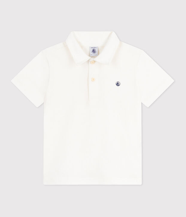 Polo enfant en coton &agrave; manches courtes uni blanc