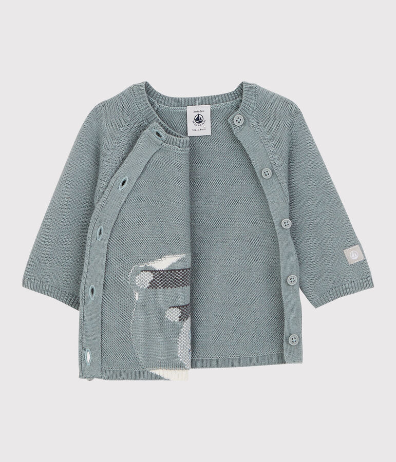 Cardigan ours b&eacute;b&eacute; en tricot laine et coton gris SEDUMBLUE