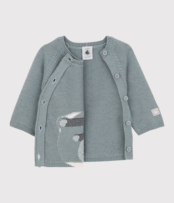 Cardigan ours bébé en tricot laine et coton gris SEDUMBLUE