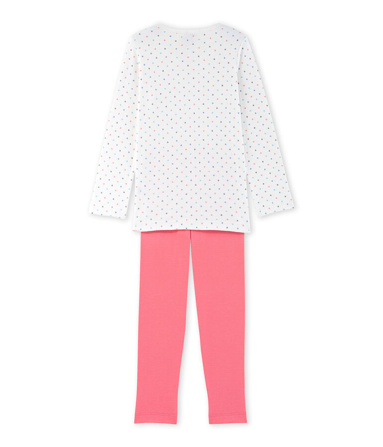 Pyjama fille &agrave; pois blanc/rose/multicouleur