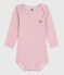 Body manches longues  bébé en laine et coton rose JOLI