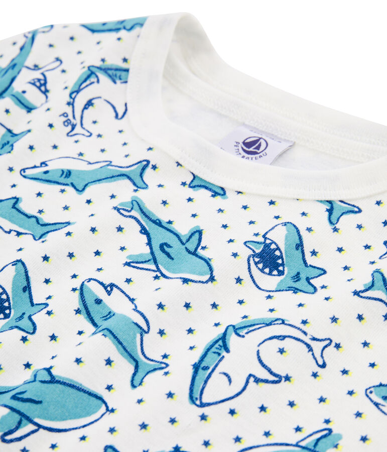 Pyjacourt petit gar&ccedil;on en c&ocirc;te blanc MARSHMALLOW/blanc MULTICO