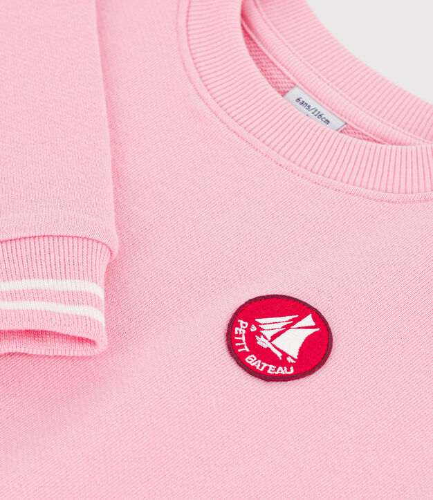 Sweatshirt enfant en coton uni rose