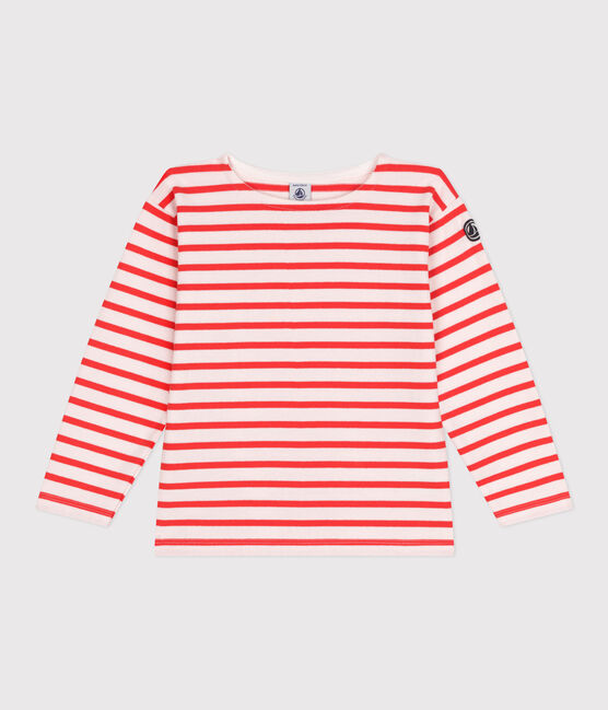 Marinière enfant mixte en coton manches longues rose FLEUR/ SPICY